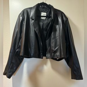 Cropped Vegan Leather Jacket